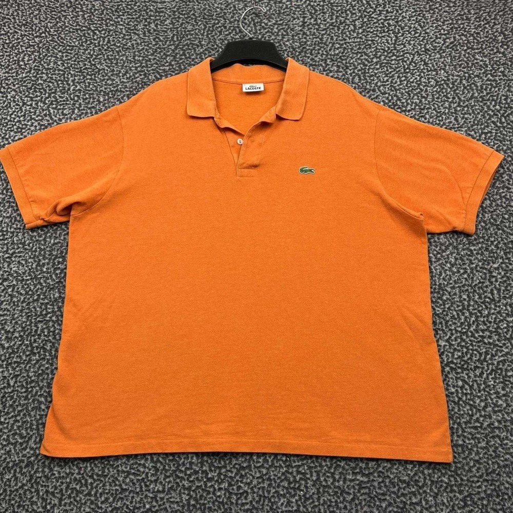 Lacoste Polo Shirt Men Medium 8 Orange Short Sleeve Collared Cotton